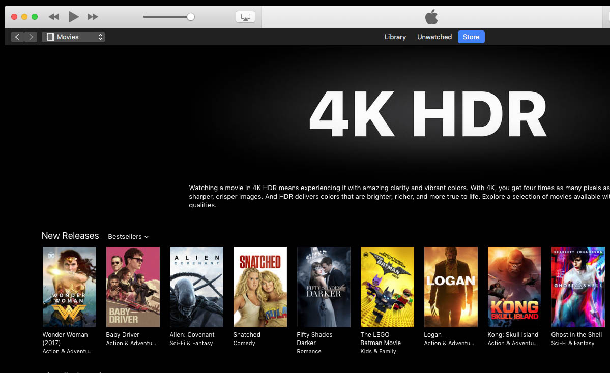 Apple iTunes HDR Movies Video