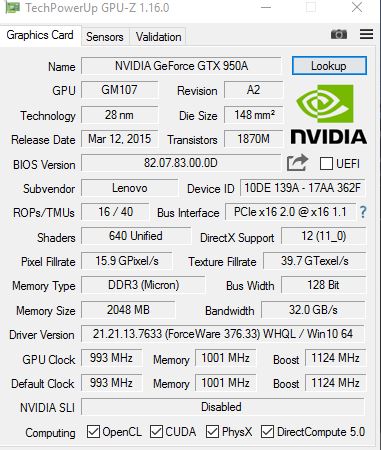 nvidia gtx 950a